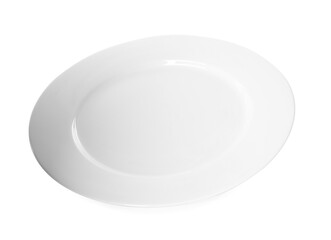 Clean empty ceramic plate isolated on white