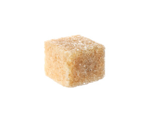 One brown sugar cube isolated on white