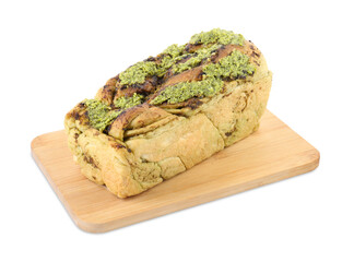 Freshly baked pesto bread isolated on white