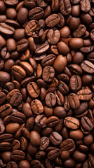 A large amount of coffee beans creates a warm toned pattern