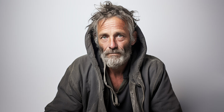 Homeless individuals may exhibit expressions of hopelessness and isolation. Their eyes often convey desperation, and if smiles appear, they are rare and tinged with sadness.