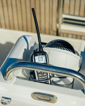 retro radio and gyrocompass on a yacht