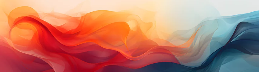 Fototapeten Vibrant hues of peach and orange dance in an abstract wave, creating a mesmerizing painting full of color and depth, crafted with precise vector graphics © Daniel