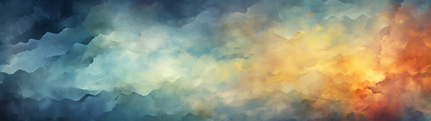A vibrant masterpiece of abstract art, showcasing a majestic sky filled with a myriad of colorful clouds
