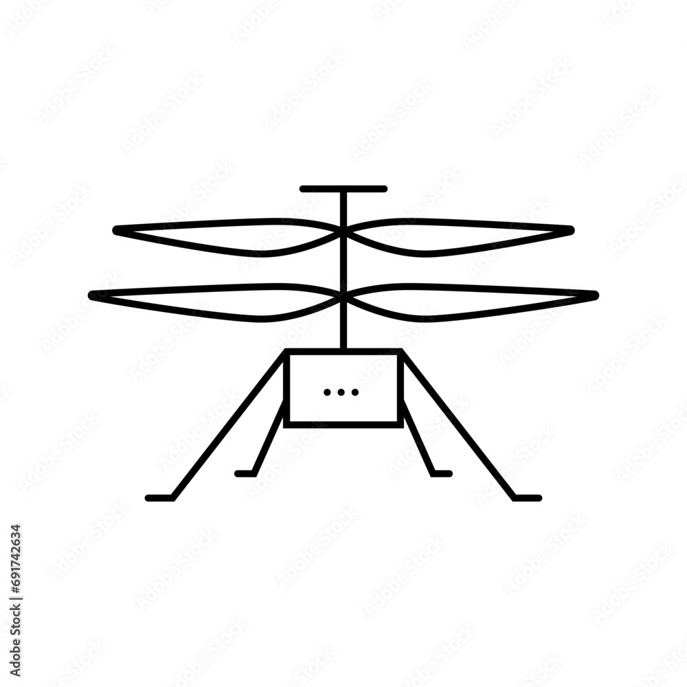 Poster mars helicopter planet line icon vector. mars helicopter planet sign. isolated contour symbol black 