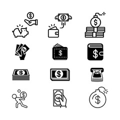 Simple Set of Finance Related Vector Line Icons. 
Contains such Icons as Taxes, Money Management, Handshake and more.
Editable Stroke. 48x48 Pixel Perfect.