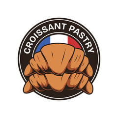 croissant pastry logo design template