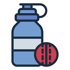 Water Bottle with cricket ball icon