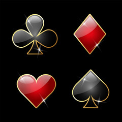 Playing card suit design with golden border
