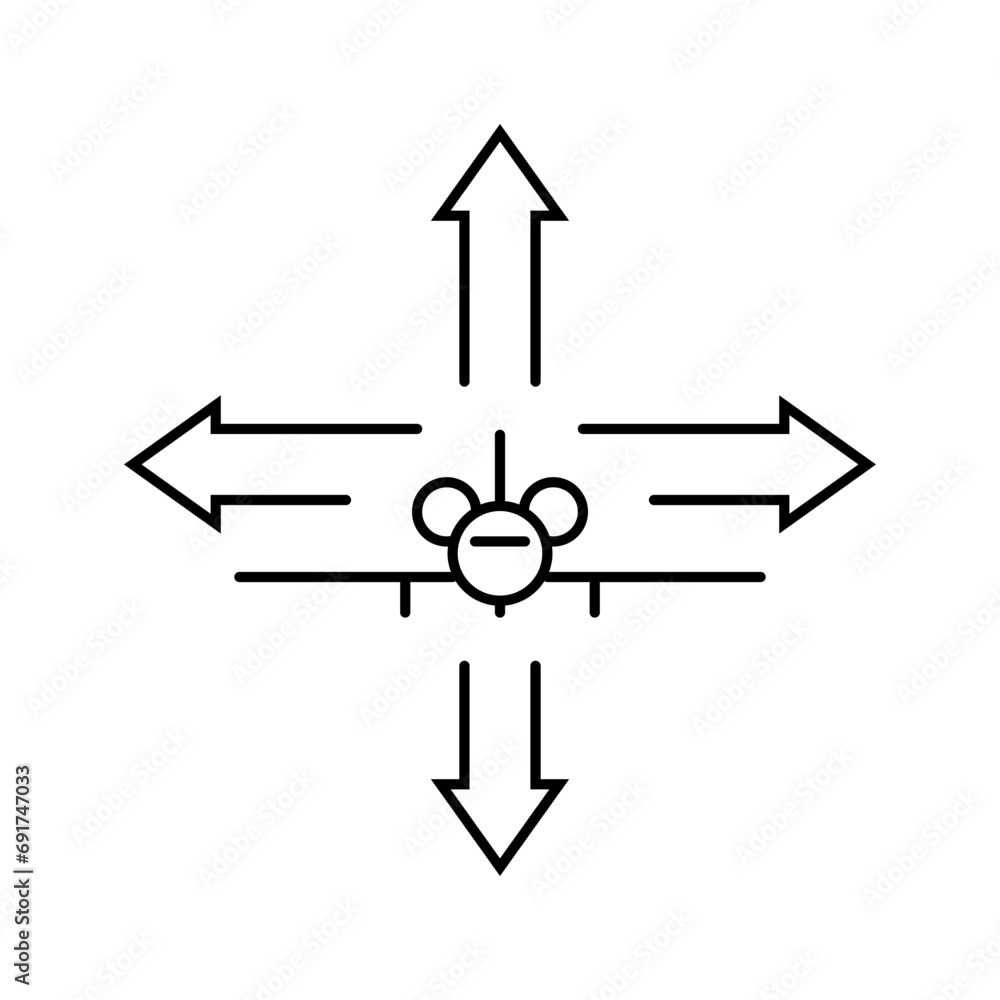 Poster flight control aeronautical engineer line icon vector. flight control aeronautical engineer sign. is