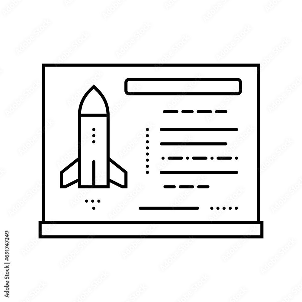 Poster rocket science aeronautical engineer line icon vector. rocket science aeronautical engineer sign. is