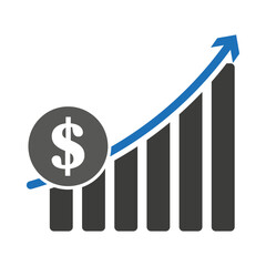 Sales growth bar chart icon. Vector illustration. EPS 10.