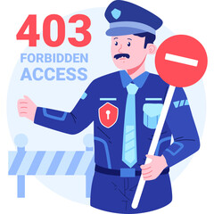Error 403 Forbidden Access Character Illustration