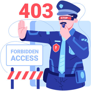 Error 403 Forbidden Access Character Illustration