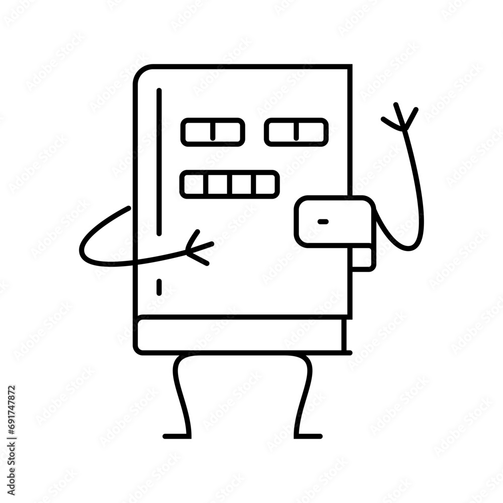 Poster children book character line icon vector. children book character sign. isolated contour symbol blac