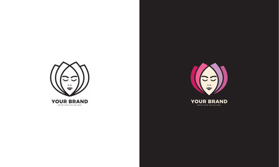 Beauty flower face logo. Graphic design vector - obrazy, fototapety, plakaty
