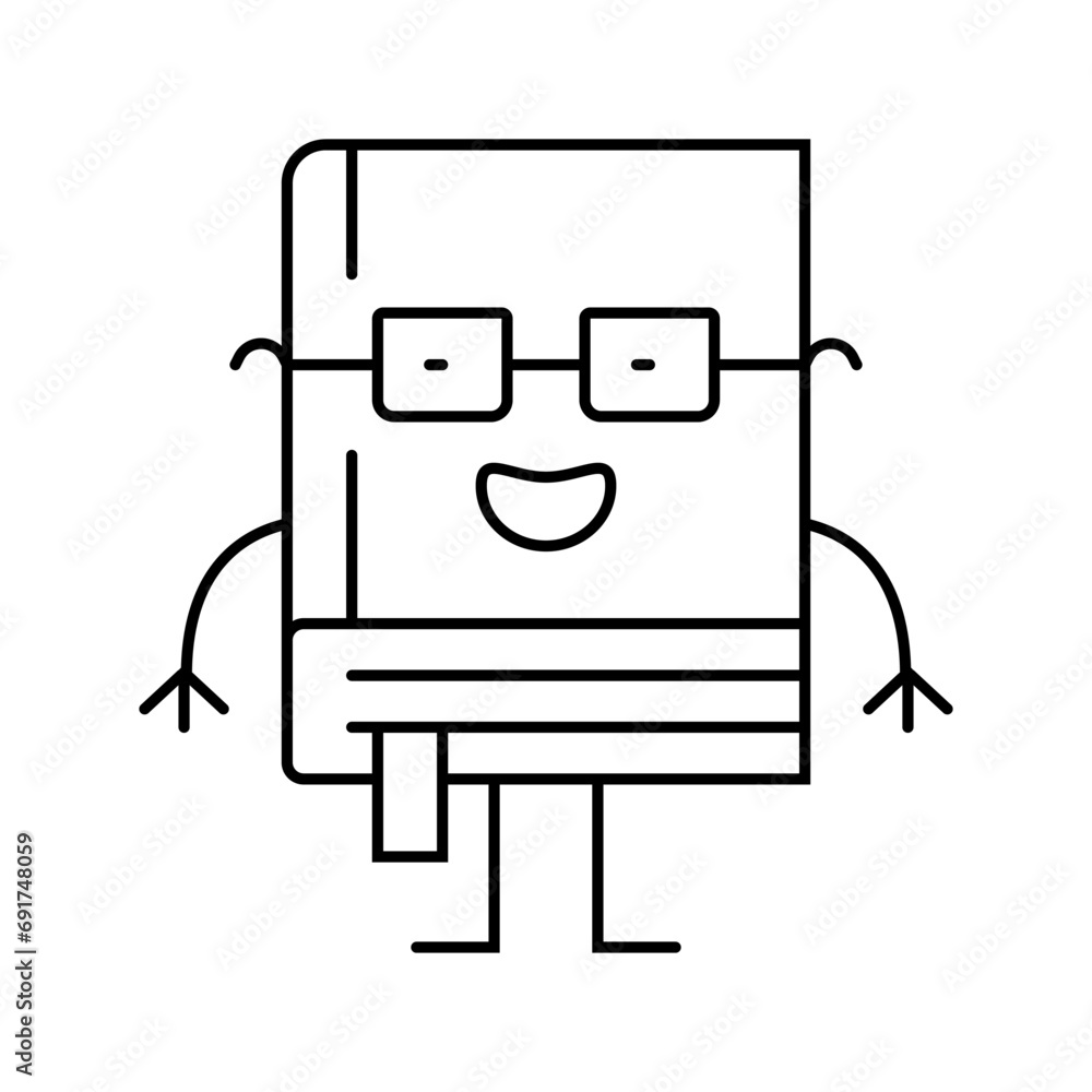 Poster clever book character line icon vector. clever book character sign. isolated contour symbol black il