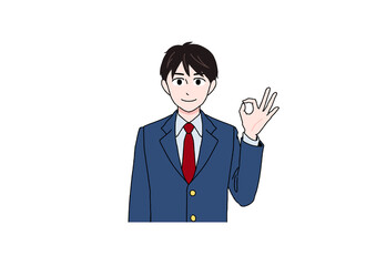 笑顔でOKする男子高校生