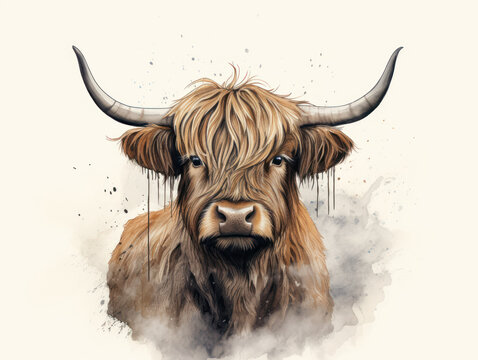 Animal generatieve Scottish highlander cow ai fine wall art 