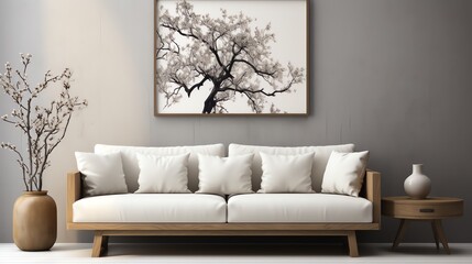 Elegant Minimalist Living Room with Nature-Inspired Artwork