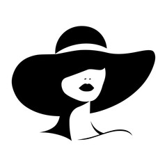 	
Portret pięknej kobiety w eleganckim kapeluszu z szerokim rondem. Młoda dziewczyna narysowana w minimalistycznym stylu. Ilustracja wektorowa High Fashion. - obrazy, fototapety, plakaty