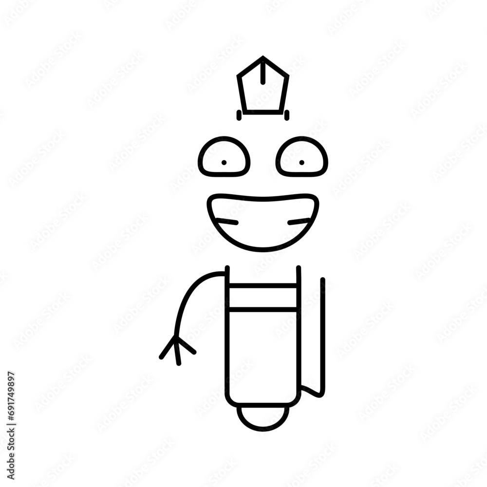 Poster tool pen character line icon vector. tool pen character sign. isolated contour symbol black illustra