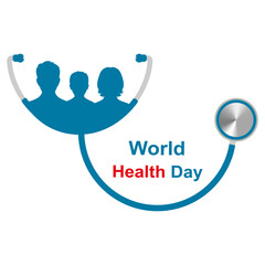 Family medicine illustration.Family with stethoscope on white background.