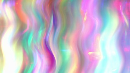 Rainbow colors soft gradient, wave pattern. Holographic transparent iridescent texture - obrazy, fototapety, plakaty
