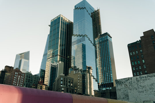 skyscrapers near bella abzug park. new york, usa - may 2th 2023