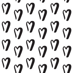 Vector seamless pattern of hand drawn doodle sketch heart isolated on white background