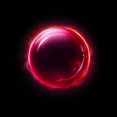 Abstract glowing red glowing energy ball on dark background
