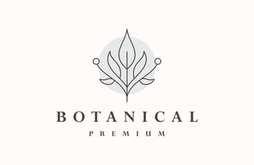 Floral Leaf Logo Design Template. Icon Line Art Vector