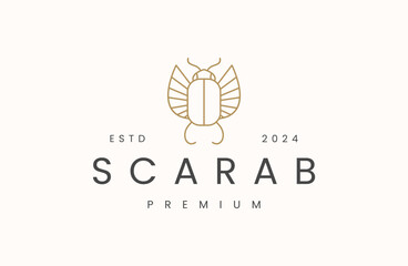 Scarab logo vector icon illustration hipster vintage retro