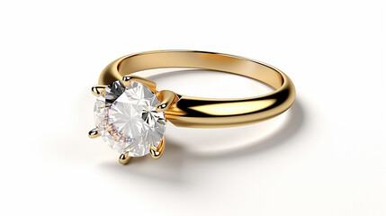 simple elegant design golden diamond ring transparent background 3d rendering on white background