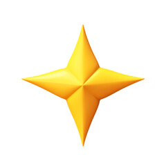Yellow 3d star isolated on transparent background
