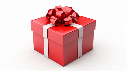 Obraz premium open red gift box red present box with red ribbon bow on white background