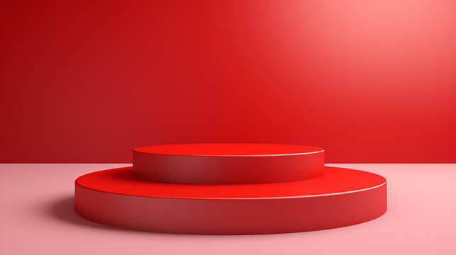 red platform for showing product 3d rendering