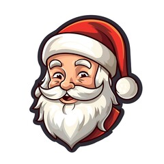 Santa Claus Cartoon Sticker Style on White Background