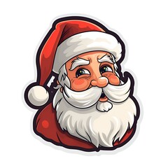 Santa Claus Cartoon Sticker Style on White Background
