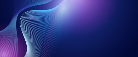 Blue and purple violet vector abstract modern technology background with glowing line. Technology modern business wave line banner background