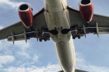 a close up view from below the aircraft.