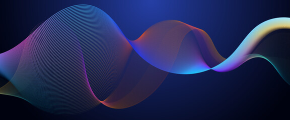 Colorful colourful vector glowing tech line modern abstract background. Technology modern business wave line banner background