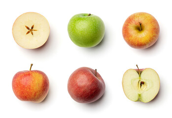 Apples collection isolated on white