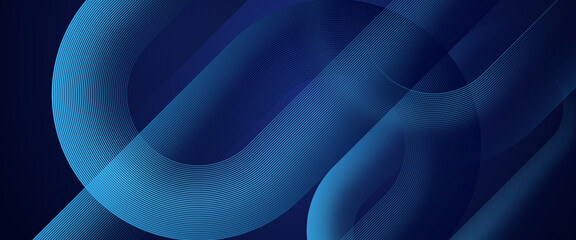Blue vector modern line futuristic technology background. Technology modern business wave line banner background - obrazy, fototapety, plakaty