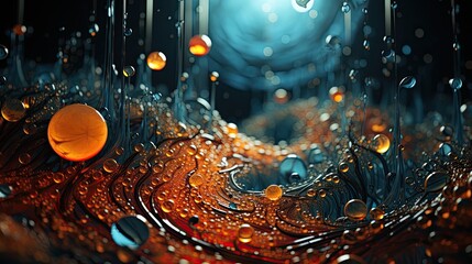 Magnified microscopic world background. With cells, bacteria, and abstract particles shapes and patterns.