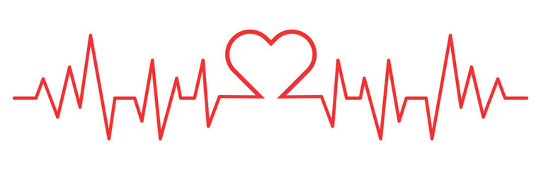 Heart pulse or heartbeat medical sign symbol flat illustration