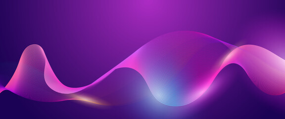 Purple violet and blue vector abstract modern technology background with glowing line. Technology modern business wave line banner background