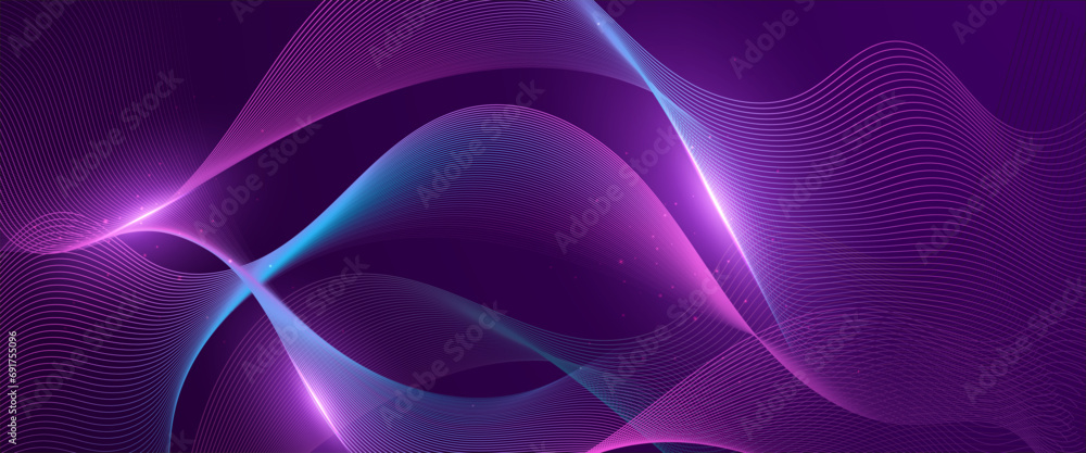 Aufkleber purple violet and blue vector glowing tech line modern abstract background. abstract background with
