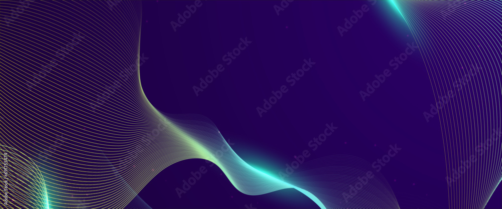 Poster blue and yellow vector glowing tech line modern abstract background. abstract background with flowin
