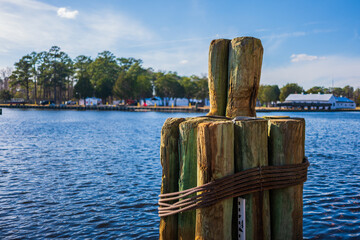Dock Post Along The Pier